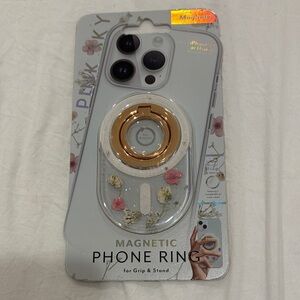 Pink Sky Magnetic Phone Ring with Gold Accent